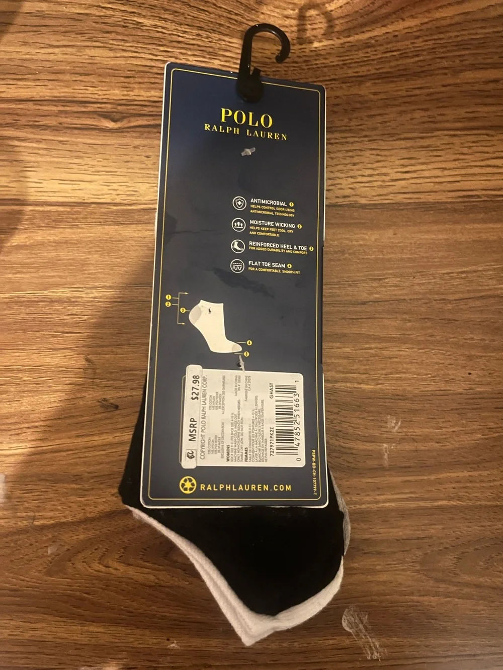 US 9 Ralph Lauren Men's Low Cut Socks - Light Gray,black & white